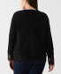 ფოტო #2 პროდუქტის Plus Size Lace Trim Long Sleeve Button Cardigan Sweater