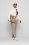 Фото #5 товара Мужская сумка через плечо повседневная тканевая бежевая BOSS Mens Messenger L RA Recycled Nylon Messenger Bag with Exclusive Logo Size