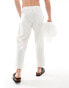 Фото #2 товара Pull&Bear linen look wide leg trousers in ecru