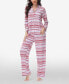 ფოტო #7 პროდუქტის Women's Printed Long Sleeve Notch-Collar Pajama Set, 2 Piece