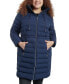 Фото #4 товара Women's Plus Size Anorak Hooded Faux-Leather-Trim Down Packable Puffer Coat, Created for Macy's