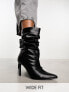 Фото #1 товара Public Desire Wide Fit Lilu ruched heeled ankle boots in black