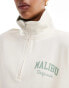 Фото #4 товара Hollister zip through hoodie in white with back print