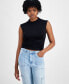 ფოტო #1 პროდუქტის Juniors' Funnel Neck Ruched Sleeveless Top