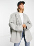 Фото #2 товара ASOS DESIGN wool swing grandad blazer in grey