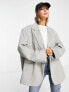 ASOS DESIGN wool swing grandad blazer in grey