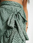 Фото #6 товара Only ruffle wrap mini skirt in green spot