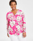 Plus Size Printed Zip-Detail Top, Created for Macy's