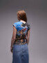 Topshop license graphic National Gallery Titian Bacchus and Ariadne cap sleeve mesh top in multi