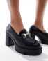 Фото #2 товара New Look chunky heeled loafer in black