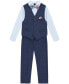 ფოტო #1 პროდუქტის Toddler Boys Machine Washable Striated Twill Vest, Pant, Shirt, Bowtie and Pocket Square Set