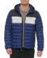 ფოტო #3 პროდუქტის Men's Quilted Color Blocked Hooded Puffer Jacket