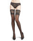 Фото #2 товара Women's Diamond Dot Feather Lace Top Thigh Highs