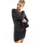 Фото #3 товара Bershka bodycon mini dress in dark grey