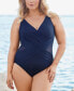 Фото #3 товара Plus Size Allover-Slimming Crossover One-Piece Swimsuit