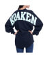 Women's Navy Seattle Kraken Lace Up Long Sleeve Spirit Top