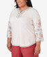 ფოტო #3 პროდუქტის Plus Size Sedona Sky Sedona Split Neck Embroidered Top