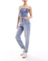 Miss Selfridge mom jean in blue acid wash Синий, W26 L30 - фото #6