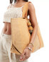 Фото #1 товара Accessorize large tote beach bag with contrast orange straps in natural