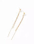 ASOS DESIGN drop earrings with simple fine chain detail in gold tone