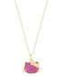 Фото #3 товара Macy's hello Kitty Fuchsia Crystal & Enamel Cluster Silhouette 18" Pendant Necklace in 18k Gold-Plated Sterling Silver