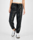 Juniors' Faux-Leather Cargo Jogger Pants