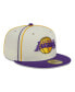 Фото #2 товара Men's Cream, Purple Los Angeles Lakers Piping 2-Tone 59FIFTY Fitted Hat