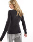 ONLY seamless reversible long sleeve top in black Черный, L - EU 40 - фото #3