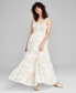 ფოტო #1 პროდუქტის Women's Printed Smocked Sleeveless Tiered Maxi Dress