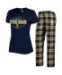 ფოტო #2 პროდუქტის Women's Navy, Gold Notre Dame Fighting Irish Badge T-shirt and Flannel Pants Sleep Set