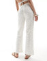 Amy Lynn crochet straight leg trouser co-ord in white Белый, L - DE 38 - фото #3