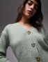 Topshop knitted v-neck cardigan in green