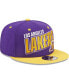 ფოტო #1 პროდუქტის Men's Purple, Gold Los Angeles Lakers Stacked Slant 2-Tone 9FIFTY Snapback Hat