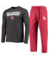 ფოტო #5 პროდუქტის Men's Crimson and Heathered Charcoal Oklahoma Sooners Meter Long Sleeve T-shirt and Pants Sleep Set