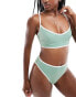 Фото #1 товара ASOS DESIGN contrast binding hidden underwire crop bikini in sage green