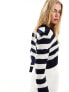 Фото #5 товара & Other Stories alpaca and merino wool blend cropped cardigan in navy and white stripe