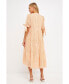 ფოტო #3 პროდუქტის Women's Gingham Tiered Midi Dress with Bow Tie Sleeves