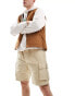 Brave Soul cotton ripstop cargo shorts in stone