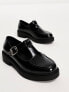 ASOS DESIGN Wide Fit Margo mary jane flat shoes in black