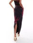 Фото #2 товара Murci exclusive mesh maxi skirt co-ord in purple lily print