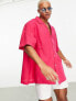 ASOS DESIGN super oversized revere linen mix shirt in bright pink