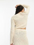 Фото #4 товара ASOS DESIGN crop jumper in textured ladder stitch in cream co-ord