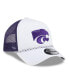 ფოტო #4 პროდუქტის Men's White/Purple Kansas State Wildcats Court Sport Foam A-Frame 9FORTY Adjustable Trucker Hat