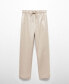 Women's Linen-Blend Elastic Waist Trousers