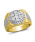 ფოტო #1 პროდუქტის Men's Diamond Two-Tone Cluster Ring (1/5 ct. t.w.) 18k Gold-Plate