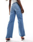 New Look wide leg jean in mid blue Голубой, 40 - фото #4