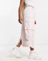 Фото #2 товара ASOS DESIGN side ruched cargo maxi skirt in pink