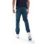 Armani EA7 logo nylon cuffed joggers in mid blue co-ord