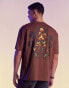 Фото #1 товара ASOS DESIGN oversized t-shirt in heavyweight 220gsm brown with mushroom back print