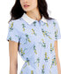 ფოტო #3 პროდუქტის Women's Floral-Print Short-Sleeve Polo Shirt